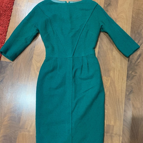 Vintage Emerald Green Joan Mad Men 1950s 3/4 Sleeve Dress - Picture 10 of 12